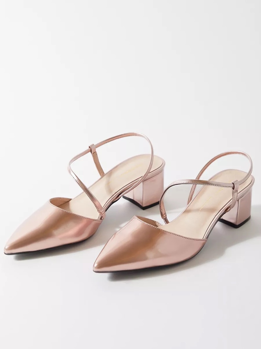 Intentionally Blank Viv Heel leather SZ 8 chrome silver pink strappy sling backs